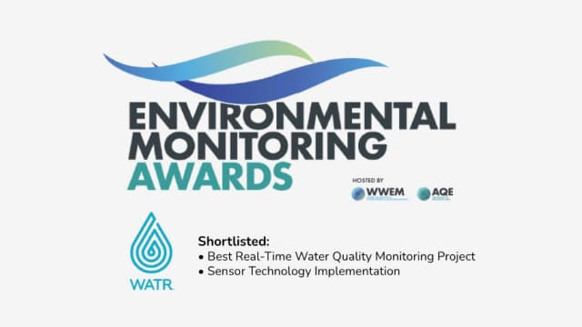 Environmental Monitoring Awards and WATR logos on a grey background