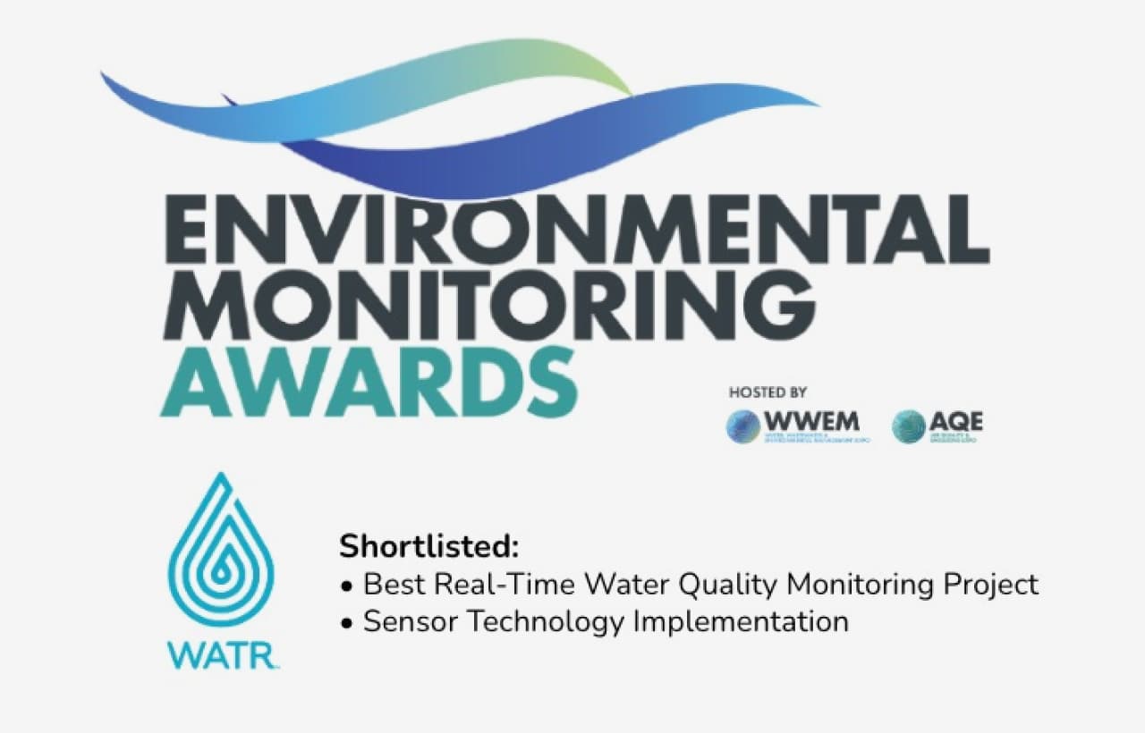 Environmental Monitoring Awards and WATR logos on a grey background